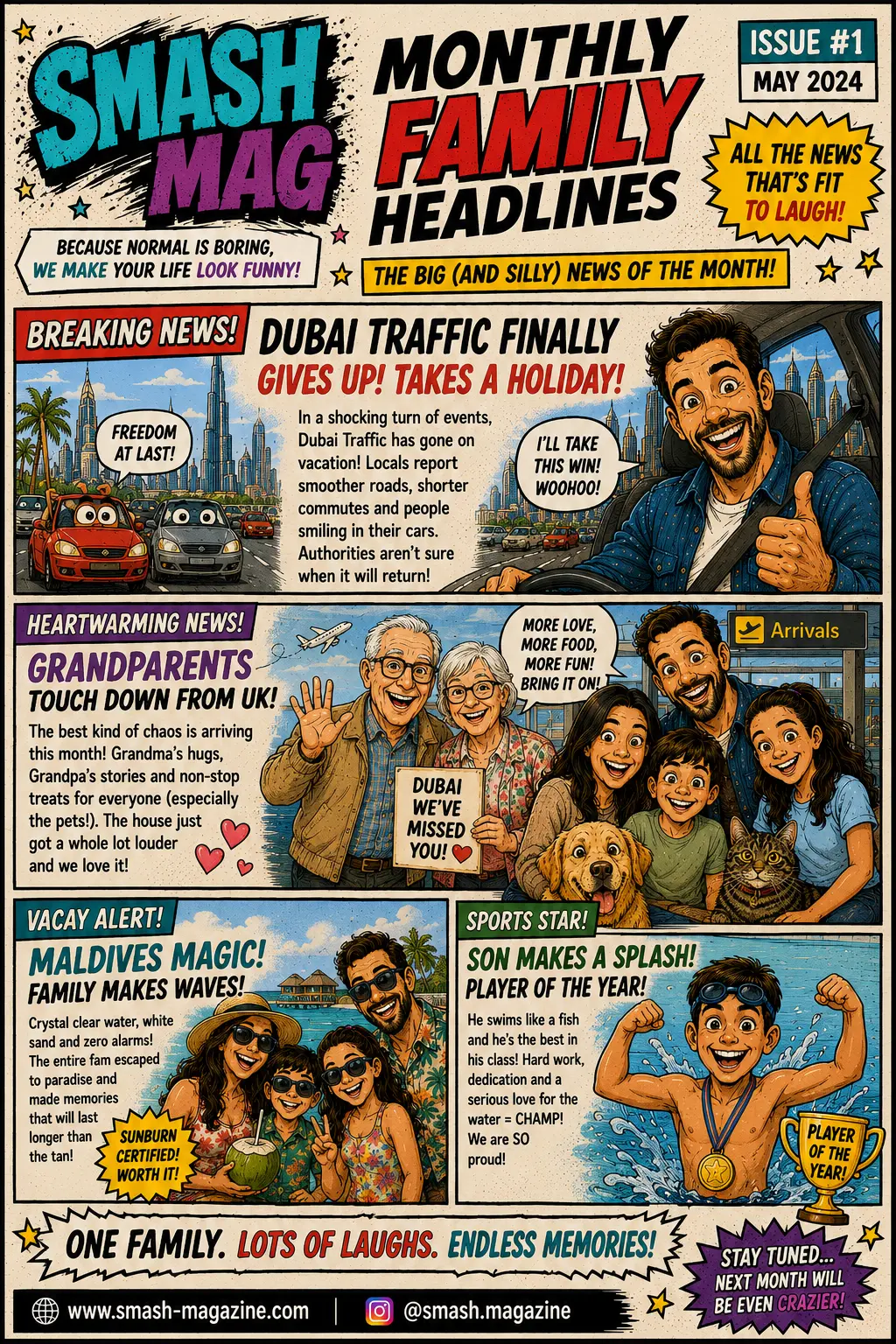 Monthly Family Headlines magazine page